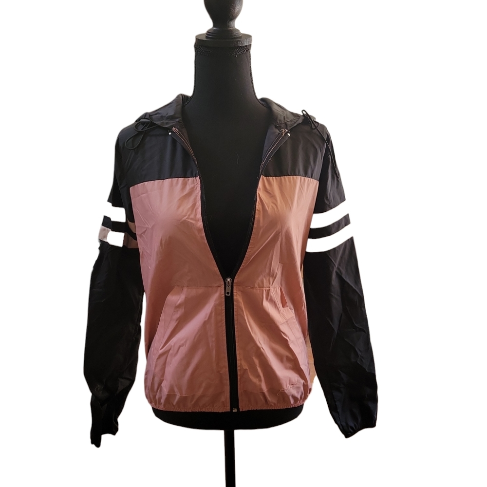 Reflex small Juniors Windbreaker lightweight unlined pink and black